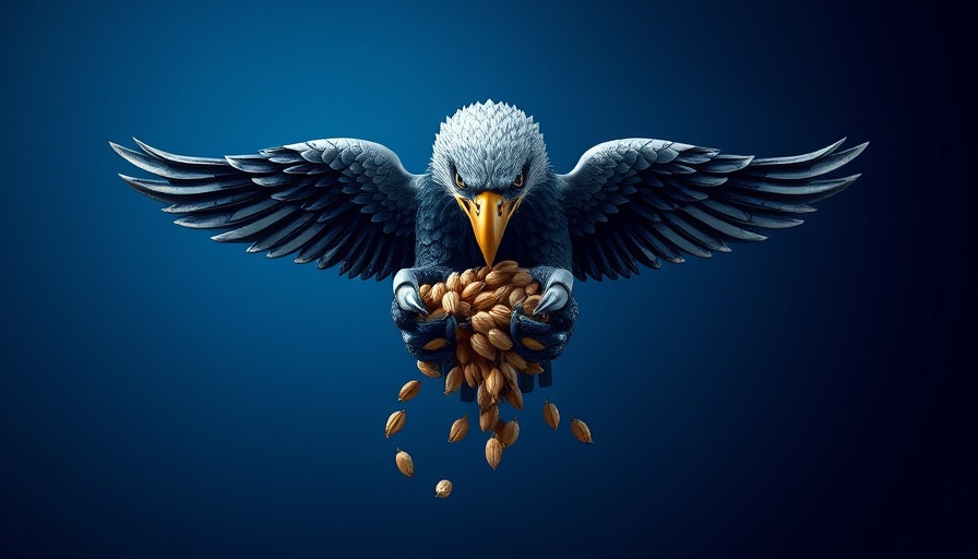 Symbolic art of eagle claw dropping seeds, representing funding cuts impact.