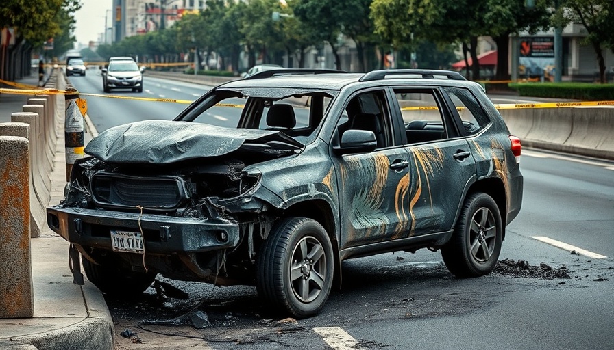 Charred SUV in accident scene, NYPD pursuit crash accountability.