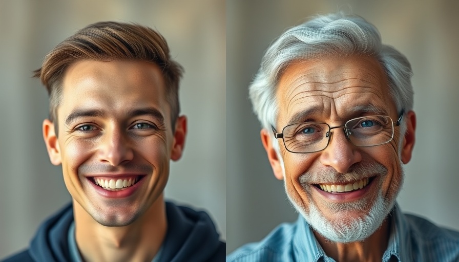 Smiling man showing work ethic and relaxation through different ages