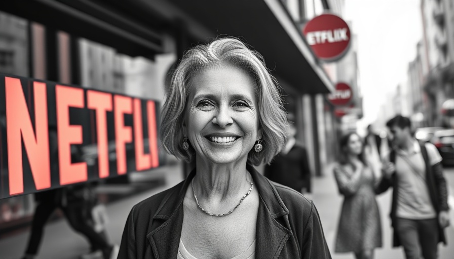Mara Brock Akil at Netflix event, smiling woman with wavy gray hair; young couple in casual attire holding hands on city street.