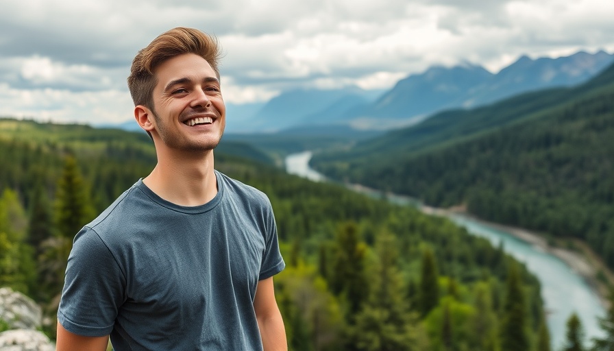 Man in front of scenic mountain view, budget travel tips.