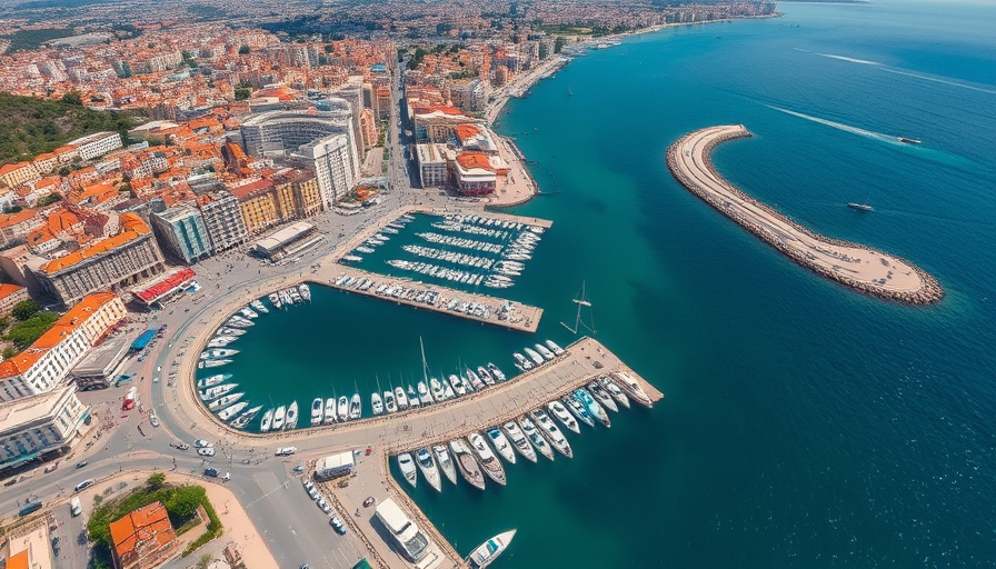 Aerial view of Bari, Italy's vibrant cityscape and marina.