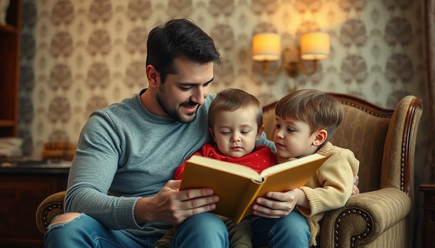 Dad reading to toddlers in a cozy vintage room, highlighting dad's rules for life.