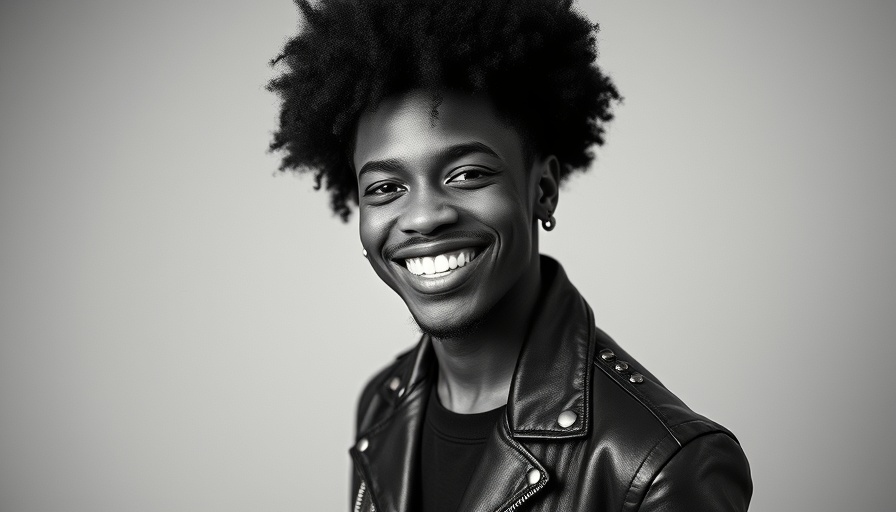 Vintage photo of a person with an afro hairstyle in a studded outfit.
