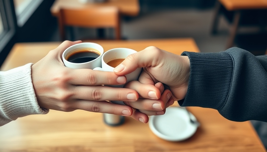 Close-up of two hands holding coffee cups, symbolizing connection with big dreams for personal growth.