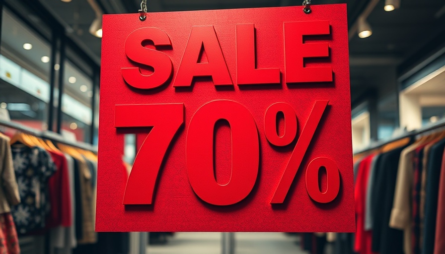 Red sale sign with 70% discount highlighting the scarcity effect on buying decisions.