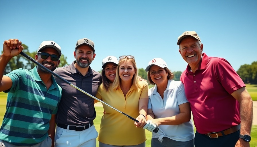 Golf outing Pittsburgh with smiling golfers on lush course.