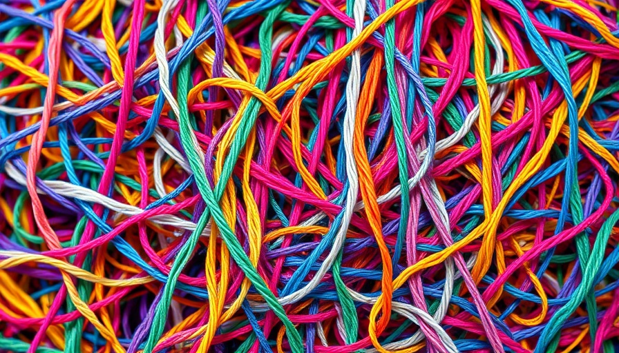 Disorganized assortment of colorful threads.