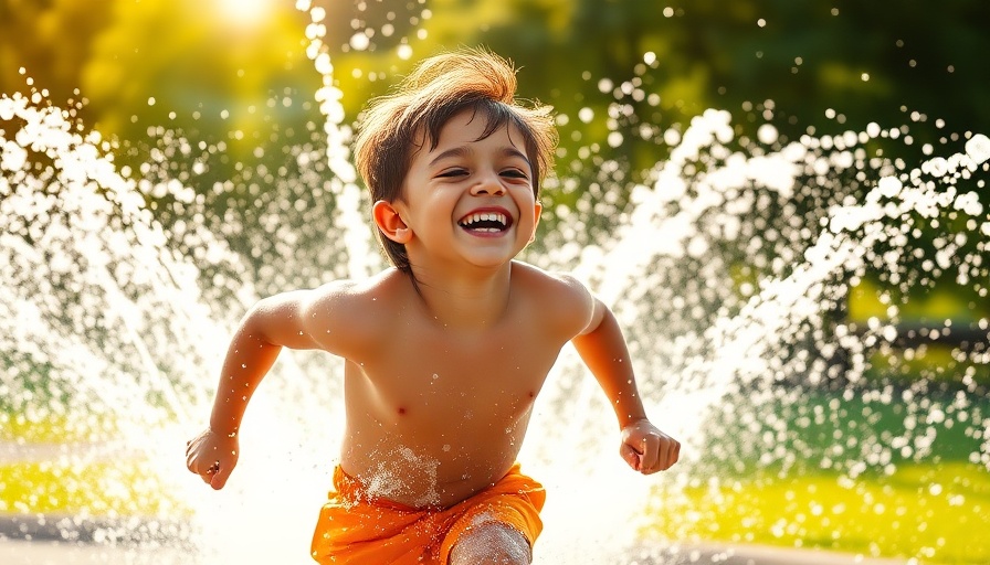 Joyful child running through water spray - how to be happy captured.