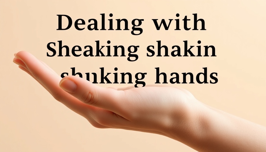 Open hand with 'Dealing with shaking hands' text overlay.