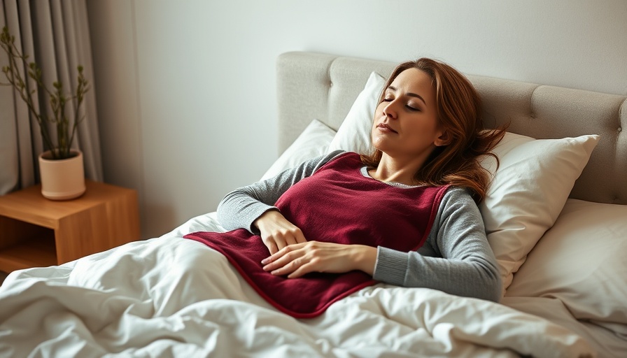 Essential menstrual products: woman using heating pad for comfort.
