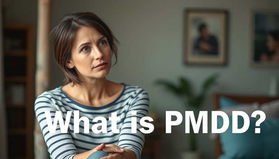 What is PMDD? Thoughtful woman in striped shirt indoors.