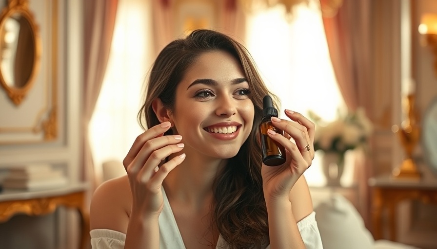Young woman applying best oil or facial serum for your skin in front of a mirror.