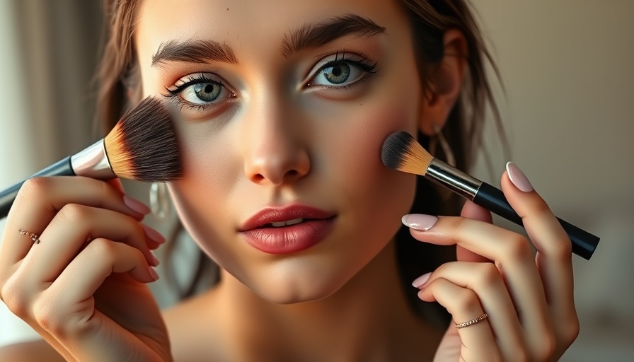 Bronzer placement for sculpted makeup look on woman's cheek.
