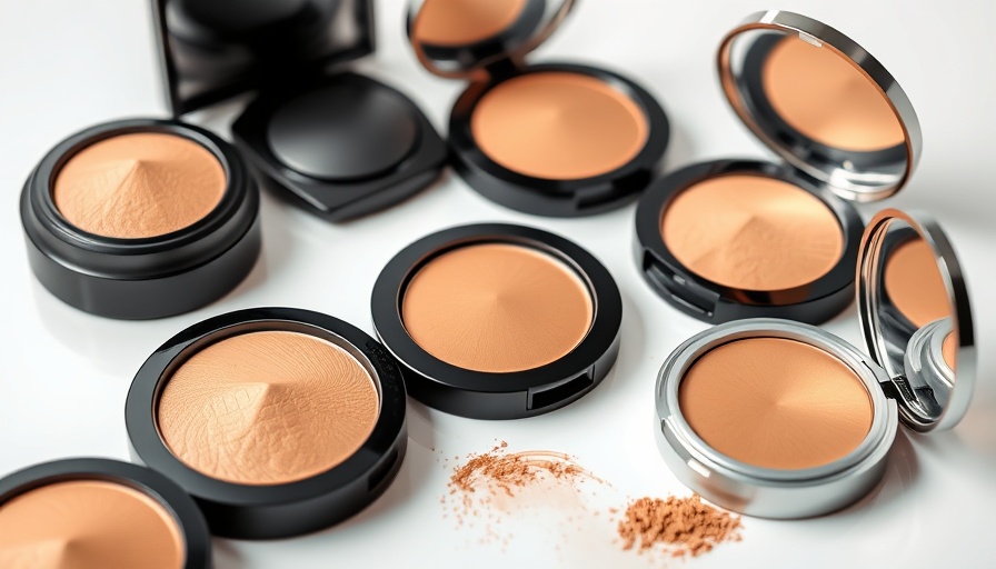 Stylish display of cream and powder bronzers with smooth textures.