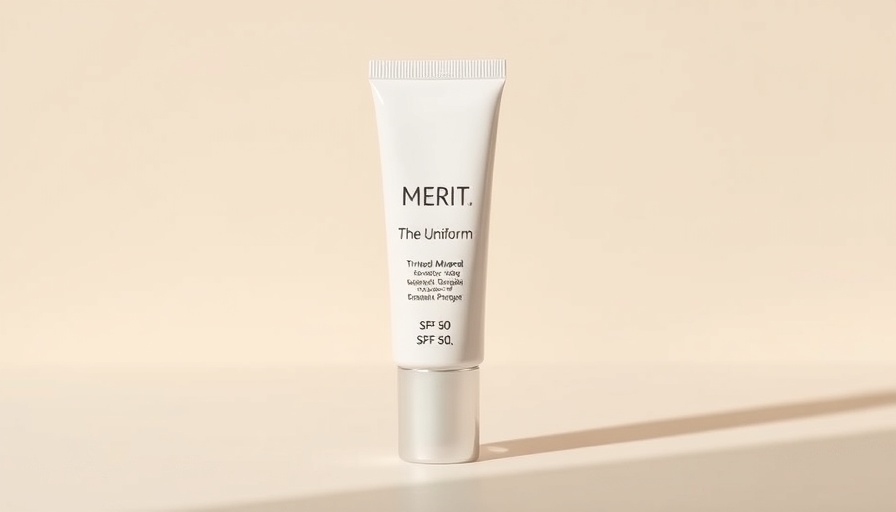MERIT The Uniform Tinted Mineral SPF 50 tube on a neutral background.
