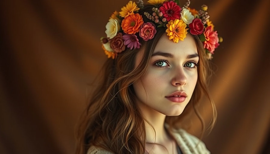 Bohemian festival hair look with floral accessories and confident expression.