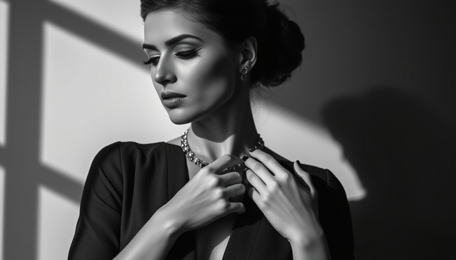 Elegant woman with jewelry in black and white.