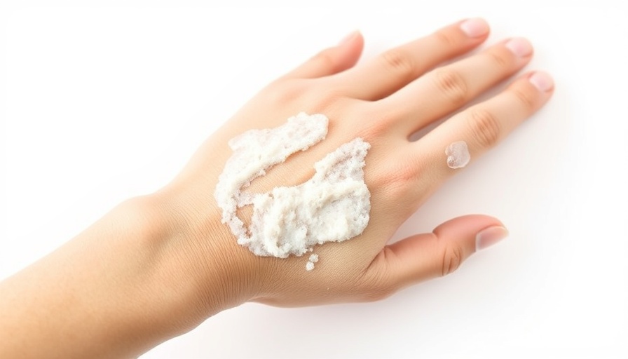 Homemade hand scrub for soft skin application close-up.
