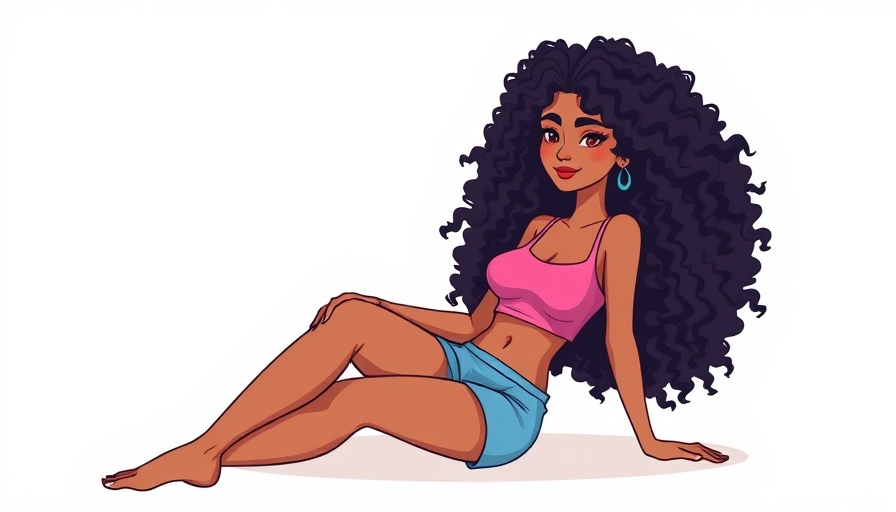 Cartoon woman with curly hair, simplified beauty concept.