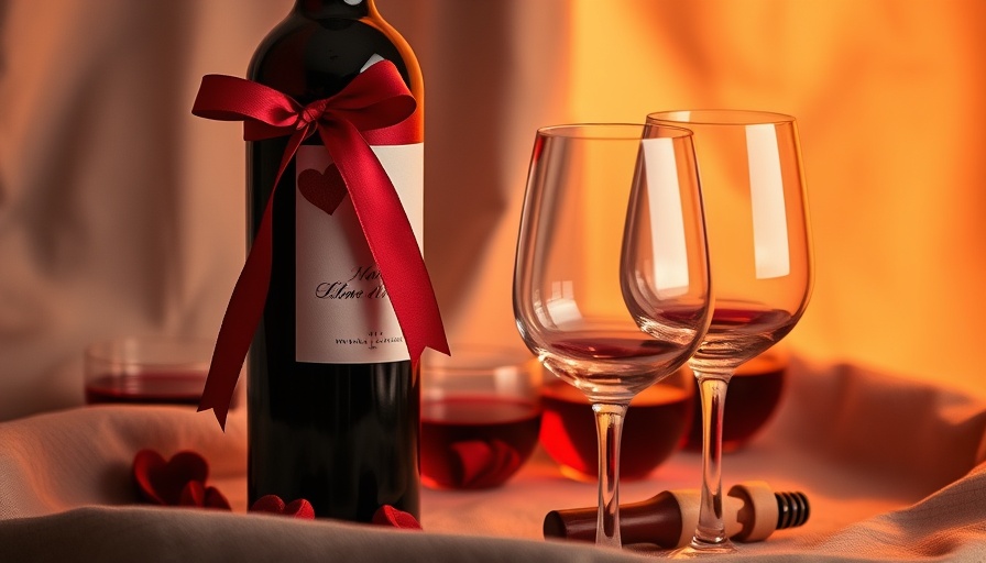 Romantic wine night setup with red wine and heart decorations for a magical evening.