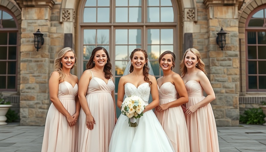 Bridal party joyfully posing at wedding at Union Trust.