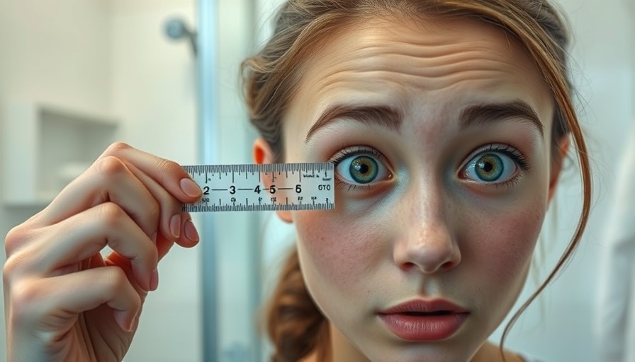 Young woman measuring eye shape, learning technique.