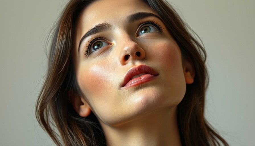 Young woman contemplating with highlighted lips, showcasing anti-aging lip care.