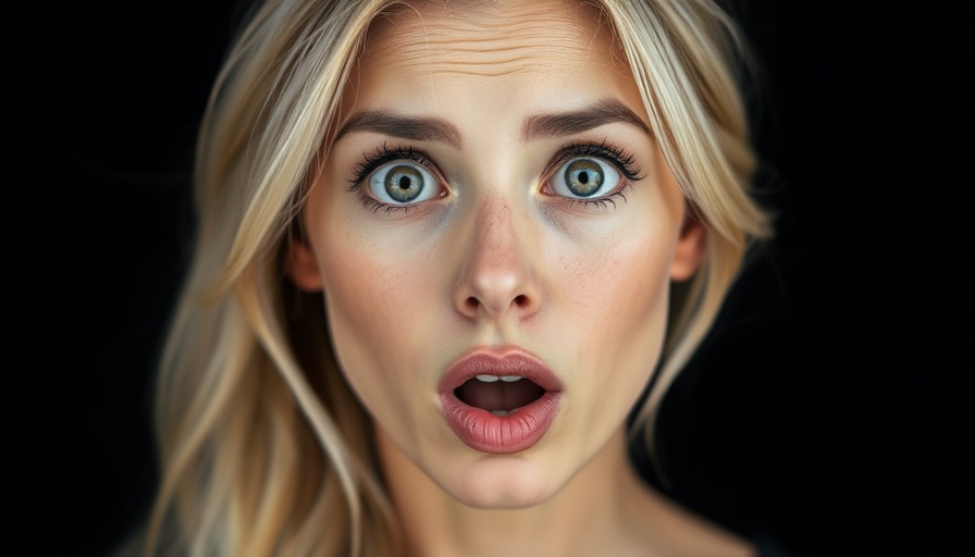 Surprised blonde woman reacting, celebrity trivia Jeopardy.