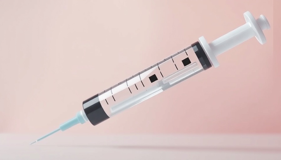 Syringe aligned with a question mark, representing inquiry about Botox lip flip units.