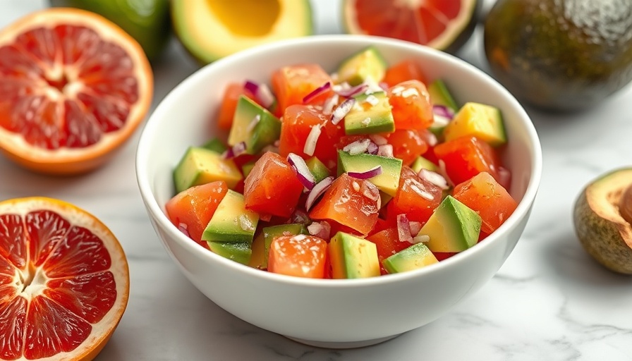 Fresh citrus avocado salad with grapefruit and avocado.