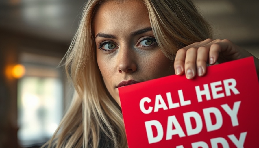 Close-up of woman and 'Call Her Daddy' sign, Alex Cooper documentary.