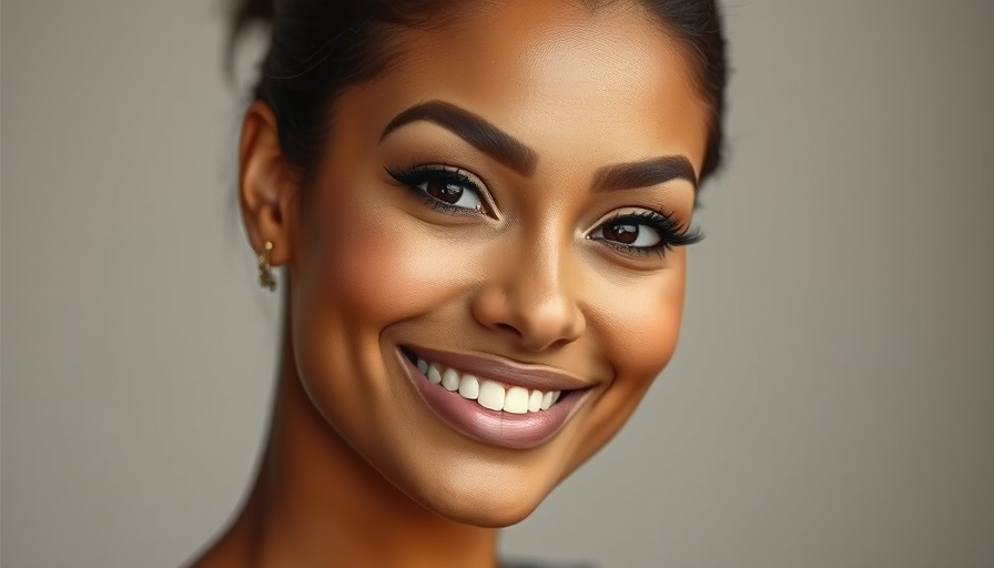 Close-up of a celebrity smiling with gold earrings, bright setting.