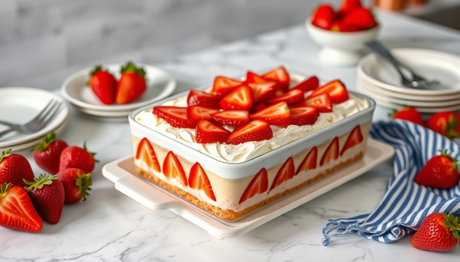 Delicious strawberry tiramisu recipe with fresh strawberries.