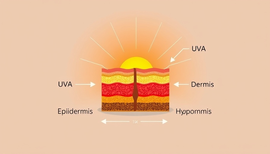 PA in Sunscreen for Aging Skin: UVA and UVB skin penetration diagram
