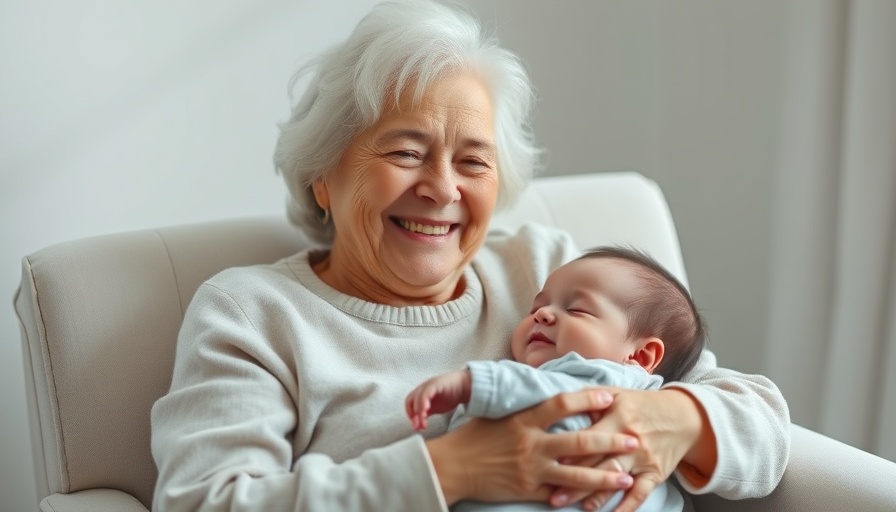 A heartwarming moment between an elderly woman and a baby, highlighting 1000 days microbiome health.