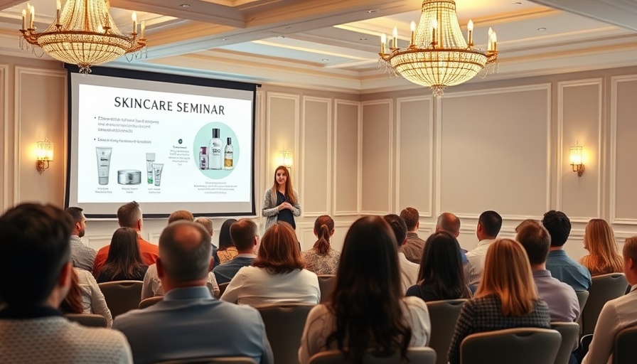 Advanced Education Seminars in Skincare conference with engaged audience.
