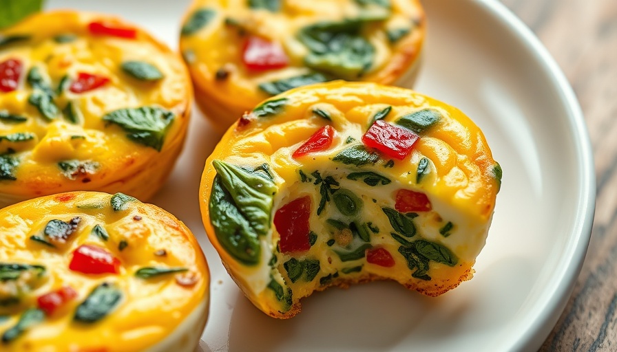 Colorful Instant Pot egg bites with spinach and red peppers.