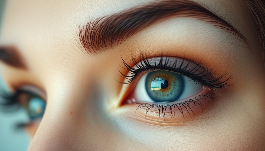 Close-up of eye showcasing eyebrow makeup tips, vintage style.