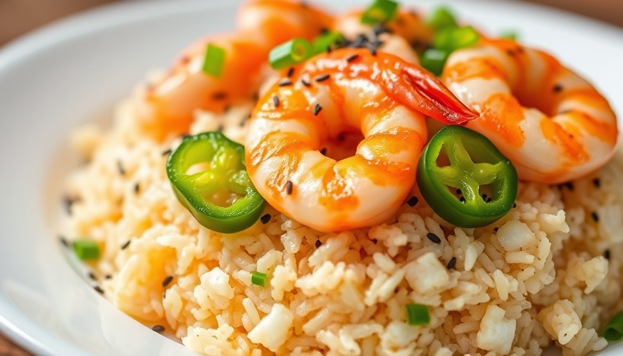 Healthy spicy shrimp crispy rice appetizers with jalapeños.