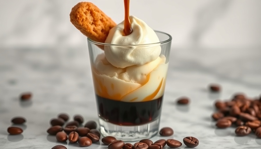 Affogato recipe with espresso and vanilla ice cream on marble.