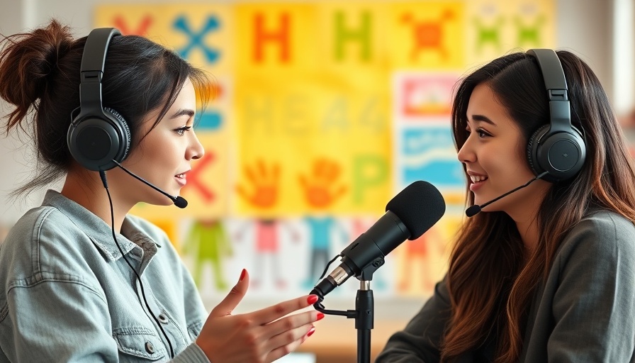 Two women podcasting about celebrity parenting.