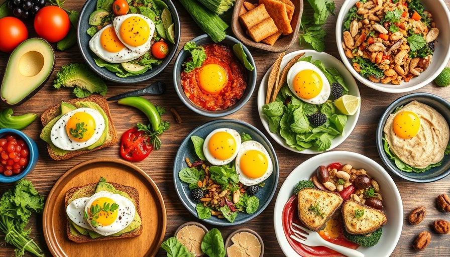 Vibrant high-protein diet meal plan collage with diverse dishes.
