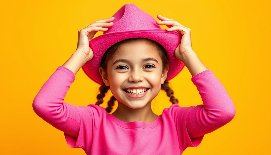 Confident girl in colorful outfit promoting building emotionally resilient children.