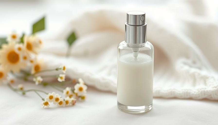Elegant glass bottle of lightweight moisturizer on a serene background.