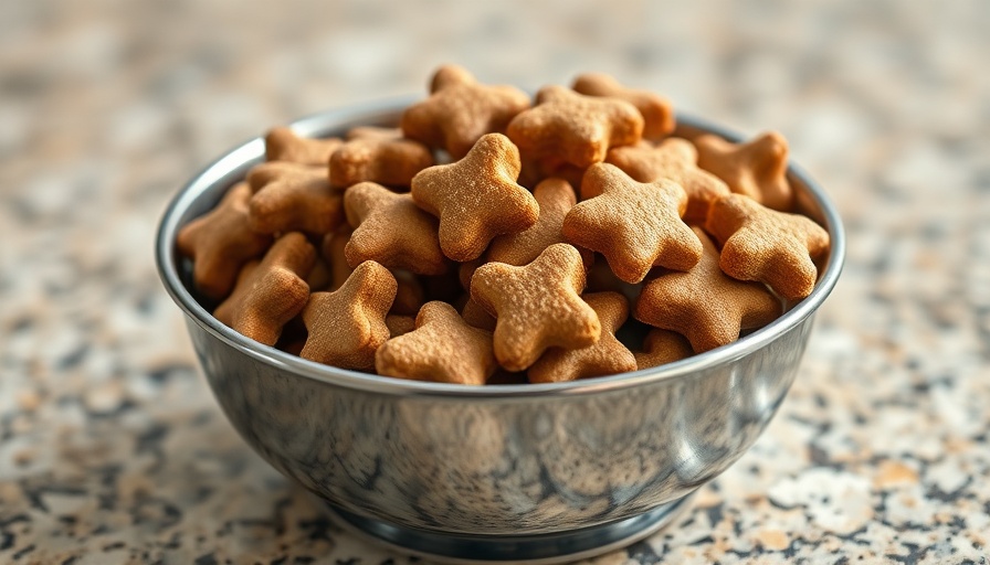 Delicious homemade pet treats in a shiny metal bowl.