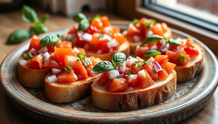 Healthy bruschetta recipe featuring fresh ingredients and vibrant colors.