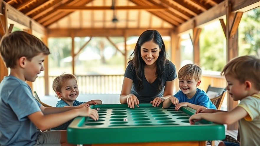 Joyful family bonding at a Florida camp, children enjoying outdoor activities.