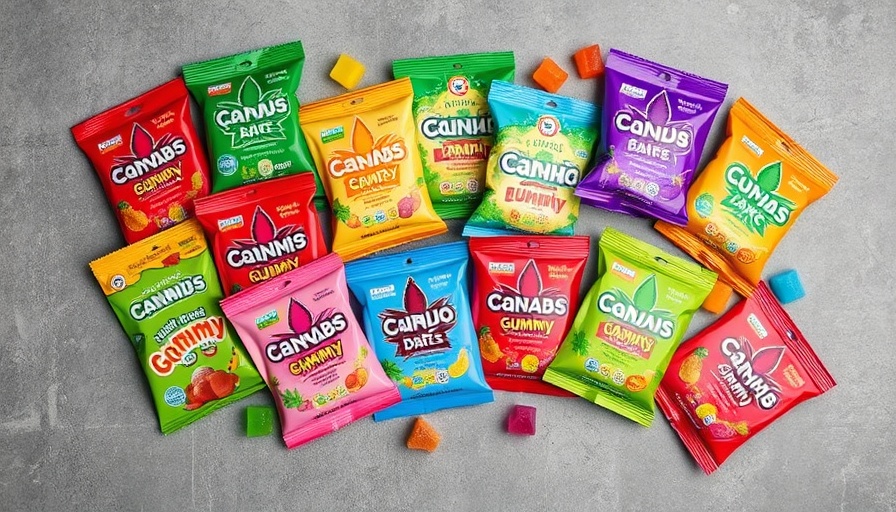 Colorful cannabis gummy packages highlight Texas THC ban impact.