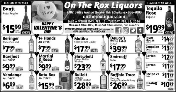 Weekly Sales Ad for On The Rox Liquors 4382 Bailey Ave Amherst New York 14226